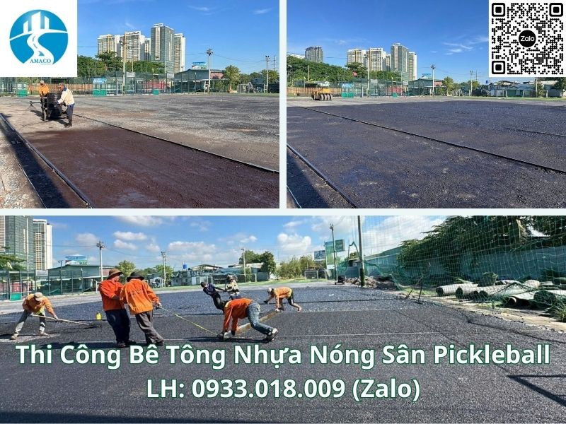báo giá thi công bê tông nhựa nóng asphalt sân pickleball