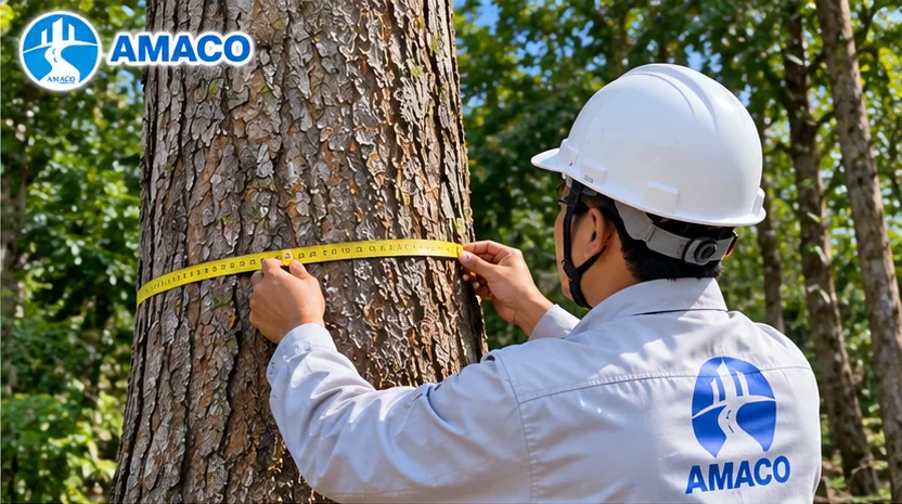 Khảo sát thân cây gỗ và kích thước trước khi xem xét thu mua một đến hai cây