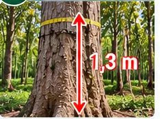 Minh họa vị trí đo chu vi thân cây khoảng 1,3 mét từ mặt đất